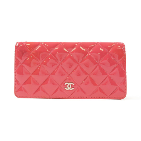 CHANEL 漆皮皮革Long Wallet銀扣長錢包