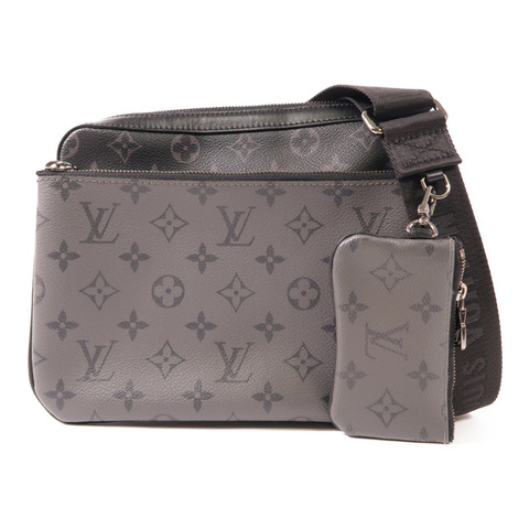 LOUIS VUITTON Monogram Eclipse Reverse Trio Messenger銀扣肩背袋