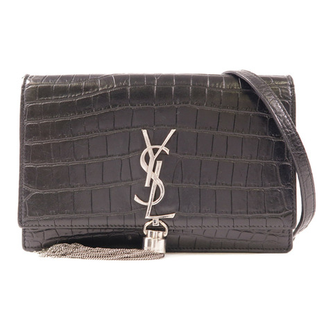 YVES SAINT LAURENT 牛皮皮革Kate銀扣鏈帶肩背袋