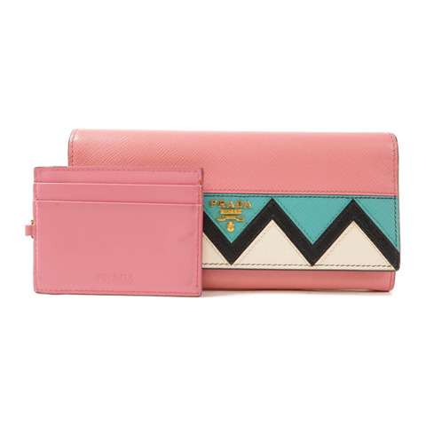 PRADA 牛皮皮革Long Wallet金扣長錢包