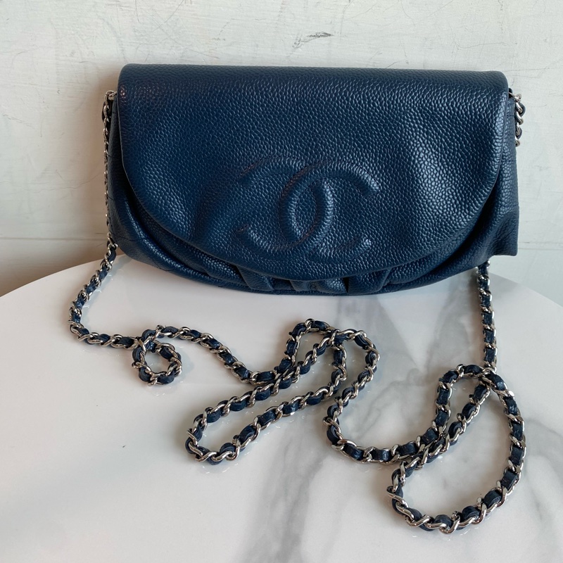 Chanel 近黑藍 月牙包navy-12