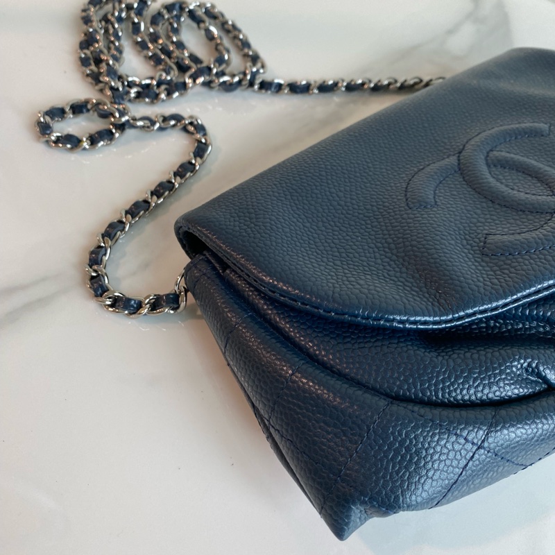 Chanel 近黑藍 月牙包navy-14