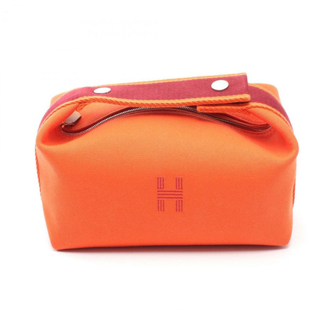 愛馬仕 HERMES Britto 黑色 PM 手提包 帆布 女包 橙色 Bordeaux