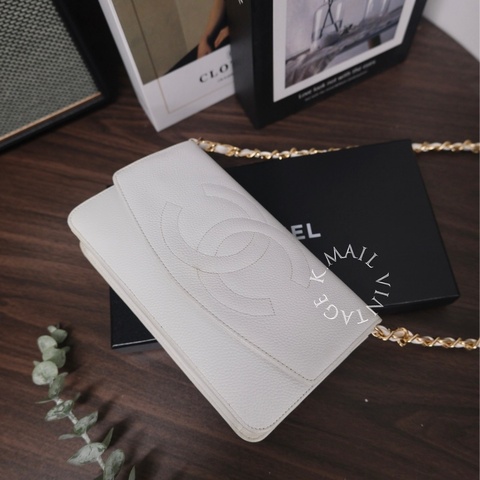 Chanel Caviar Skin Vintage Clutch 香奈兒魚子醬白金WOC/手拿包/斜挎包