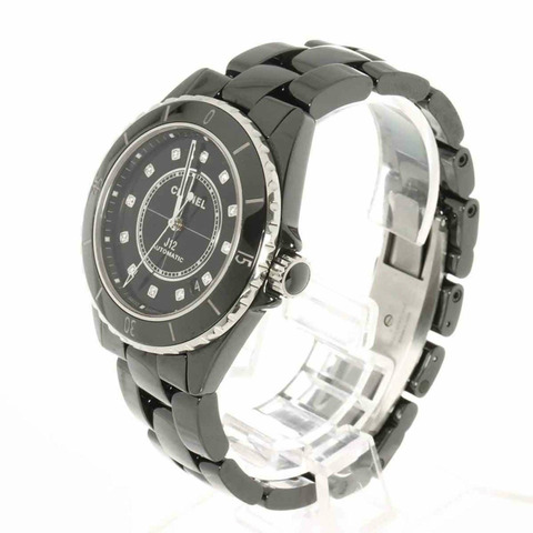 香奈兒 CHANEL J12 38mm H5702 男士手錶 12P 鑽石黑色陶瓷日期自動上鍊