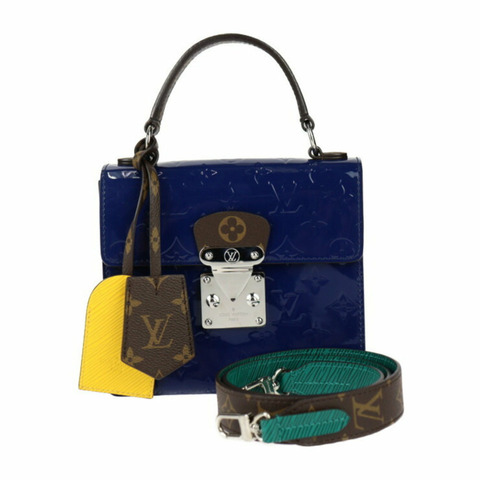 LOUIS VUITTON Spring Street PM 手提包 M90514 Monogram Vernis 帆布 Epi 藍色印度肩背包 R2414113007065