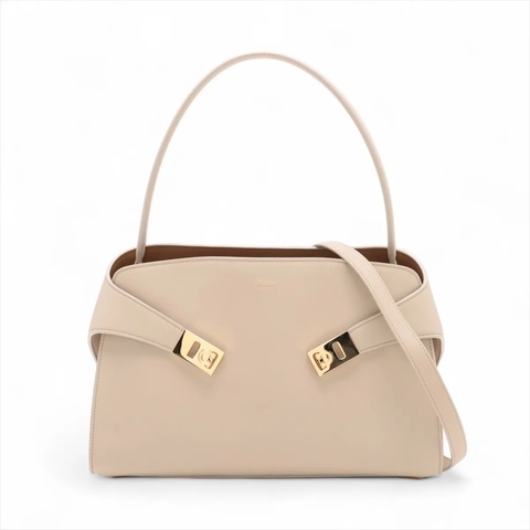 Ferragamo Hug Leather 2 Way Handbag Beige 菲拉格慕兩用包