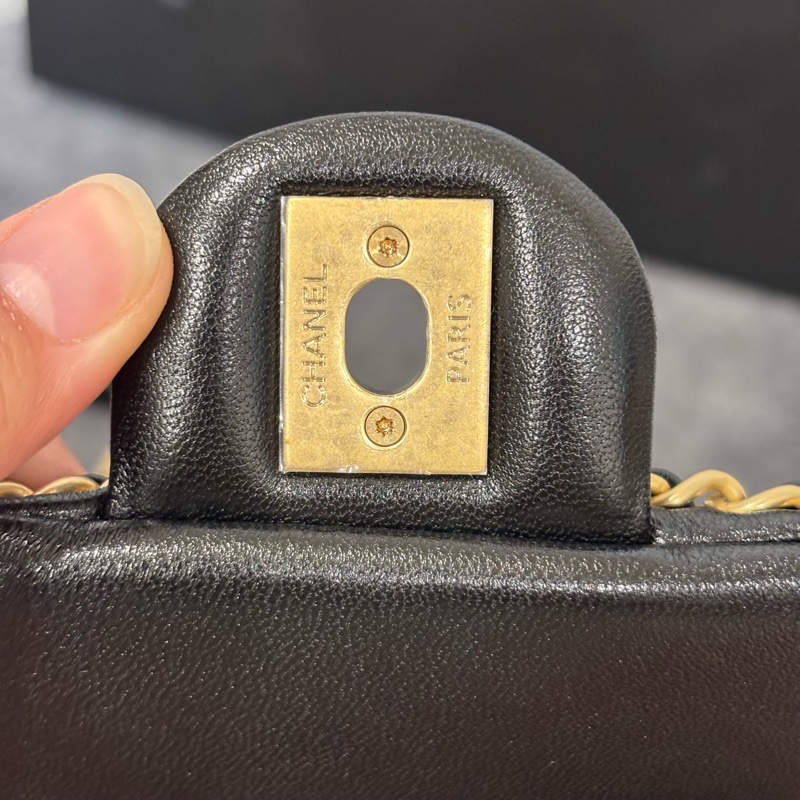 ‼️25年新款🆕Chanel黑金滾邊方胖子鏈條包手提斜挎包-11