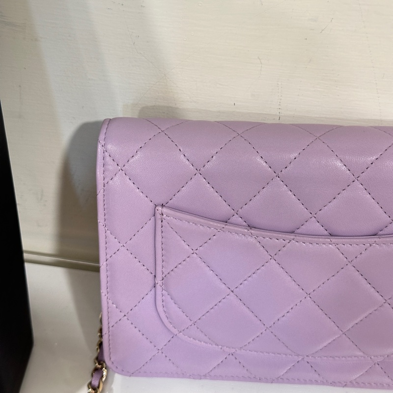 🈶台灣購證 #全新閒置 #14w入手 香奈兒woc薰衣草紫珍珠雙c logo-6