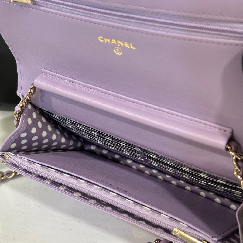 🈶台灣購證 #全新閒置 #14w入手 香奈兒woc薰衣草紫珍珠雙c logo-11