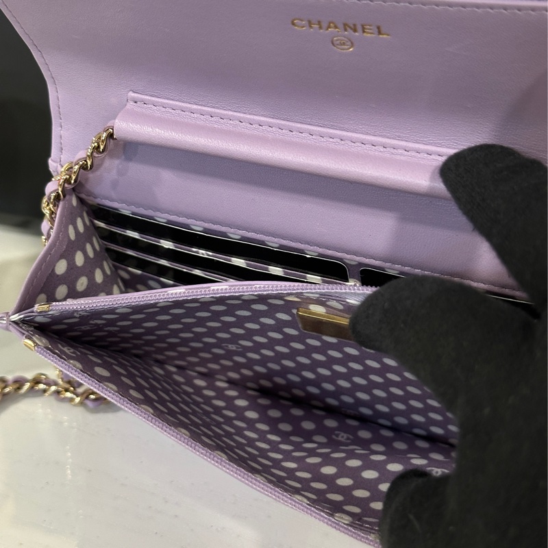 🈶台灣購證 #全新閒置 #14w入手 香奈兒woc薰衣草紫珍珠雙c logo-12