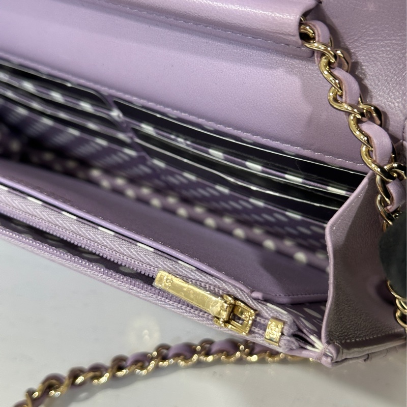 🈶台灣購證 #全新閒置 #14w入手 香奈兒woc薰衣草紫珍珠雙c logo-13