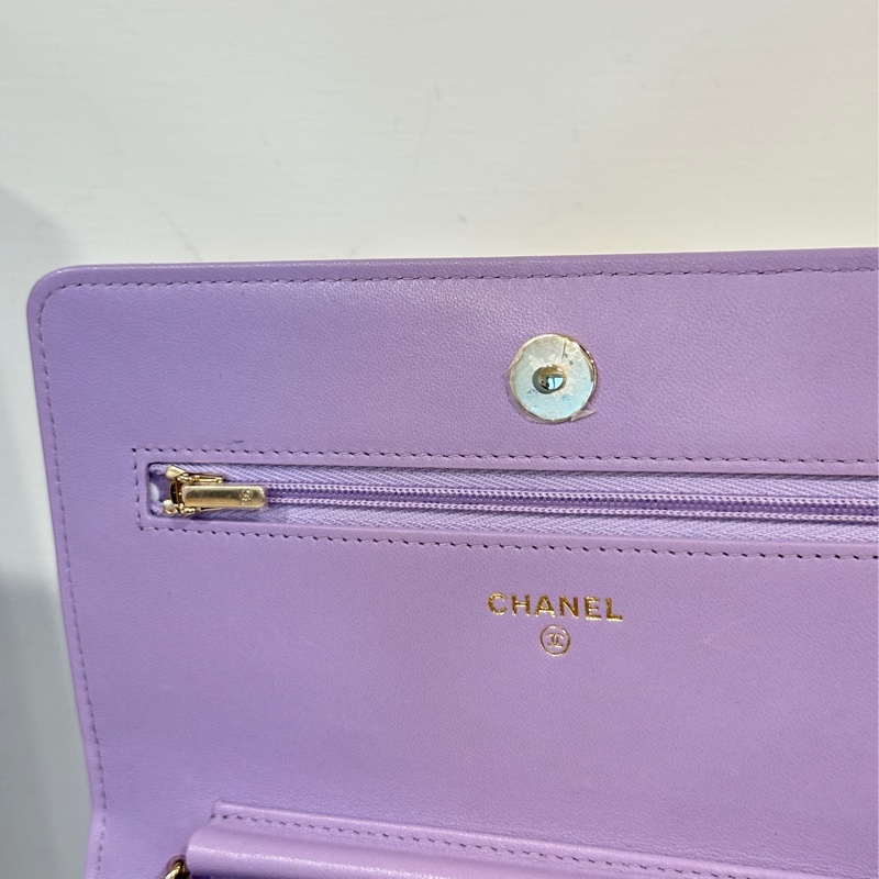 🈶台灣購證 #全新閒置 #14w入手 香奈兒woc薰衣草紫珍珠雙c logo-14