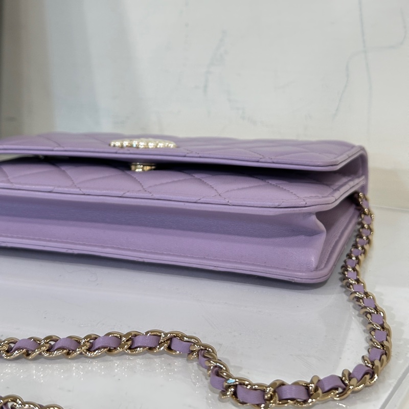 🈶台灣購證 #全新閒置 #14w入手 香奈兒woc薰衣草紫珍珠雙c logo-16