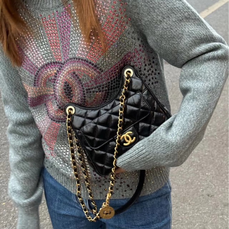 Chanel 25s hobo黑金油蠟牛皮天貓精靈 新款🈶購證🉑斜背 全配🔥送禮自用兩相宜-3