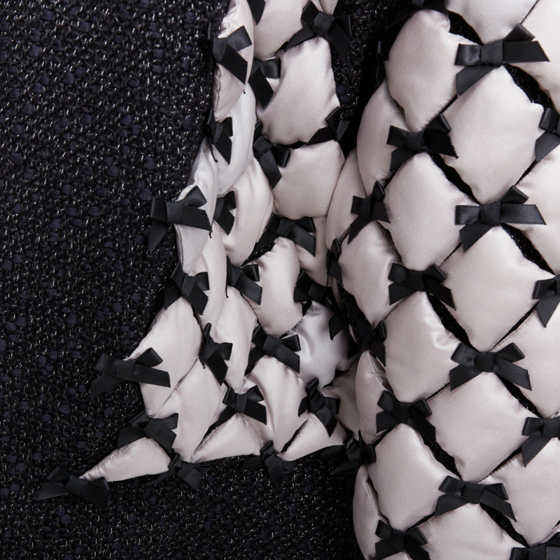 rare CHANEL 15A Brasserie Runway black tweed white quilted tromp loeil layered jacket FR50-9