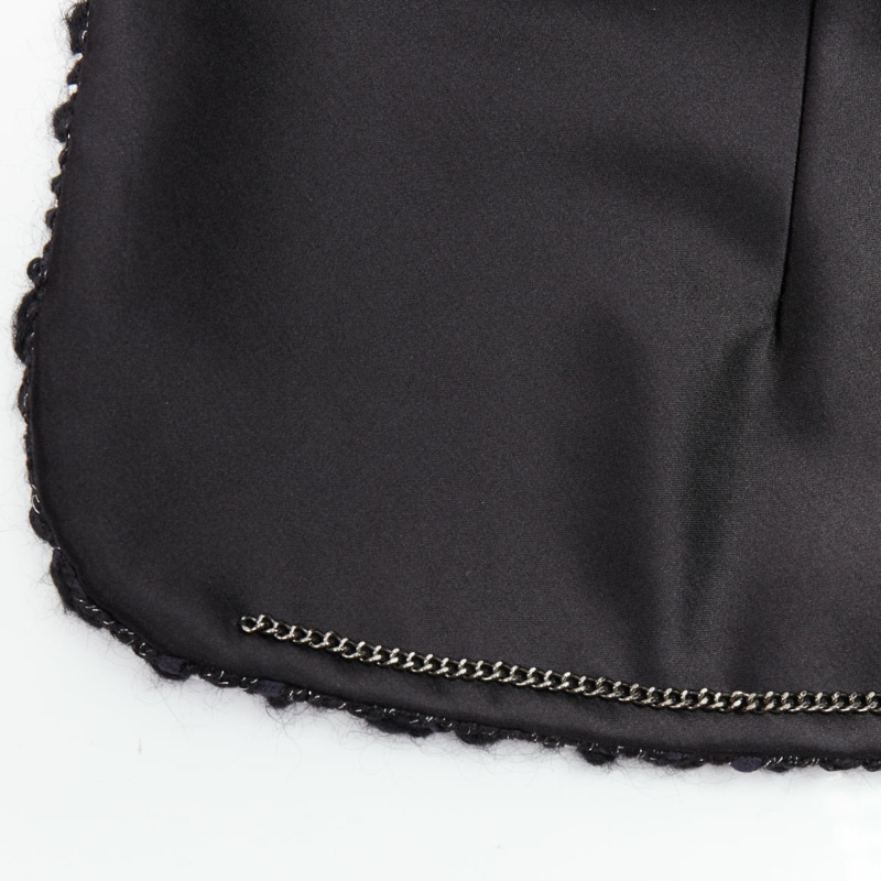 rare CHANEL 15A Brasserie Runway black tweed white quilted tromp loeil layered jacket FR50-11