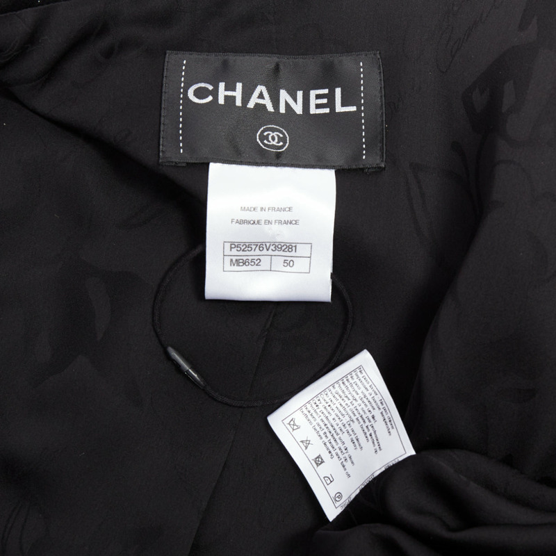rare CHANEL 15A Brasserie Runway black tweed white quilted tromp loeil layered jacket FR50-12