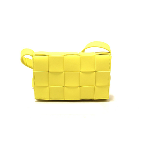 Bottega Veneta Yellow Intreccio Lambskin Leather Small Cassette Crossbody Bag