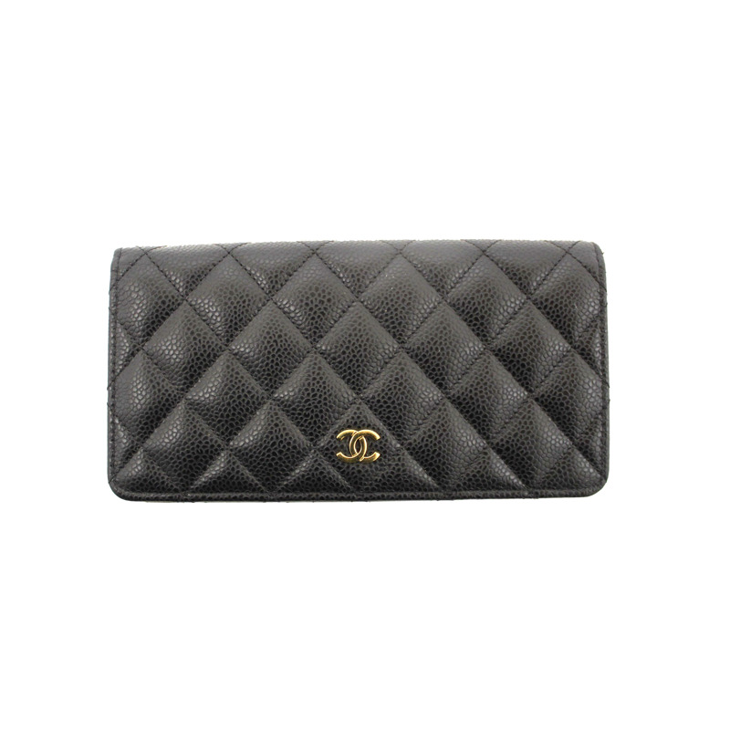 Chanel Black Quilted Caviar Leather Long Wallet-0