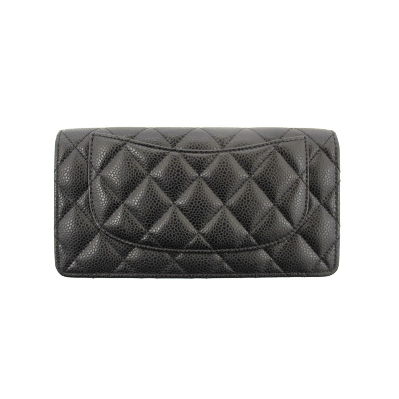 Chanel Black Quilted Caviar Leather Long Wallet-1