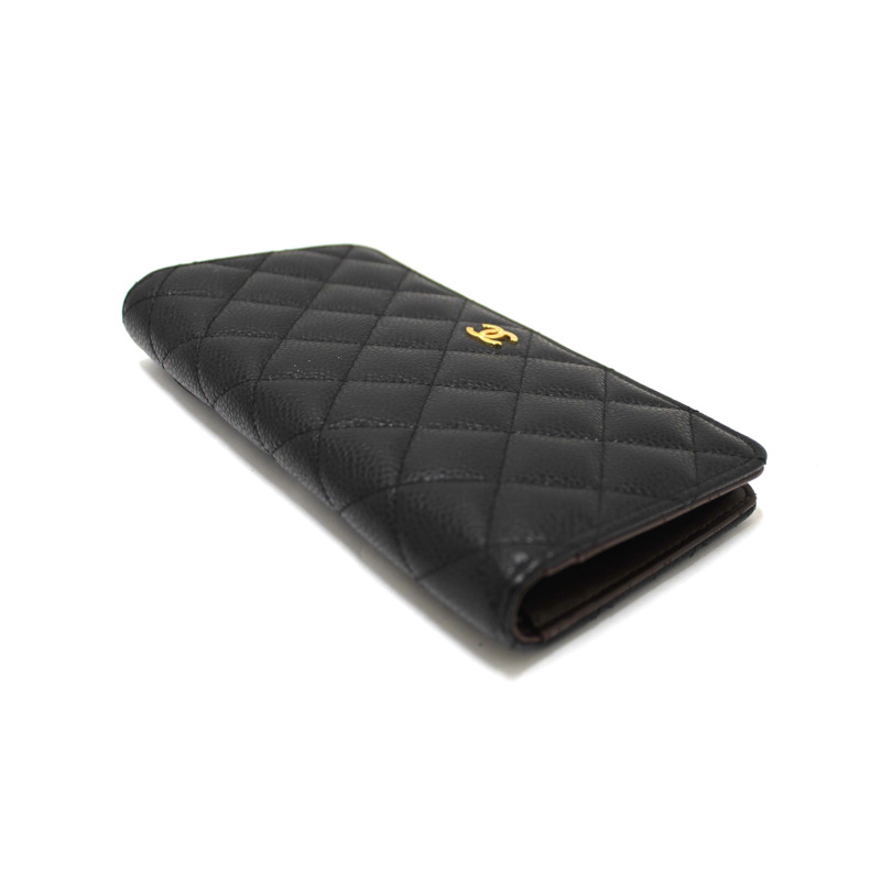 Chanel Black Quilted Caviar Leather Long Wallet-3