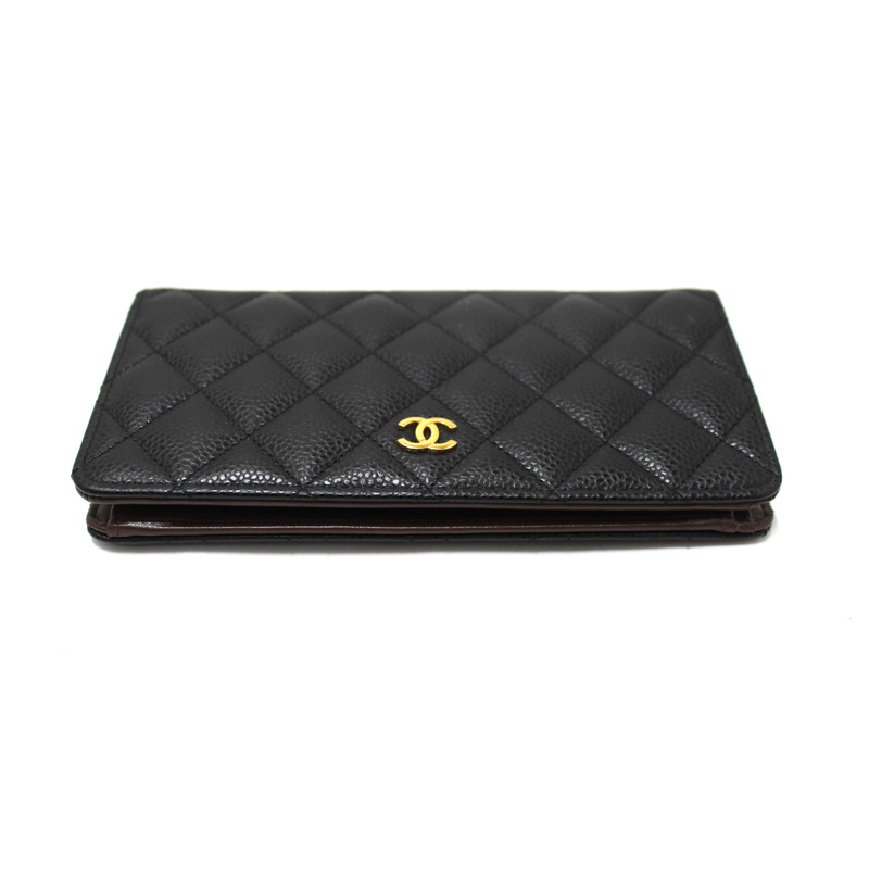 Chanel Black Quilted Caviar Leather Long Wallet-4