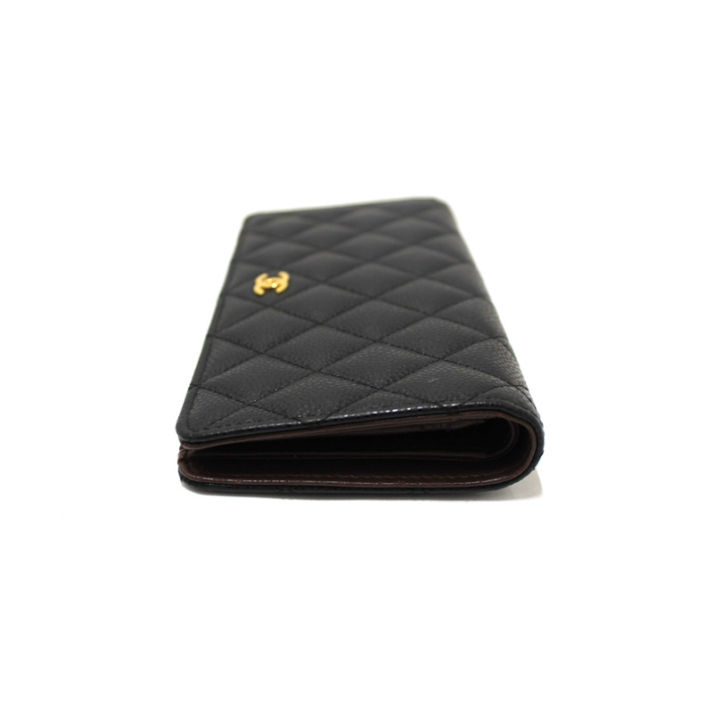 Chanel Black Quilted Caviar Leather Long Wallet-5