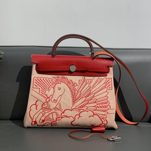 Hermes愛馬仕Herbag31紅色飛馬單肩包Z刻 单肩包