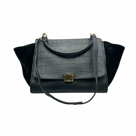 【美收精品】CELINE 黑色鱷魚紋肩背包 B-311【隔月月中將轉賣至日本 上架期限30天】