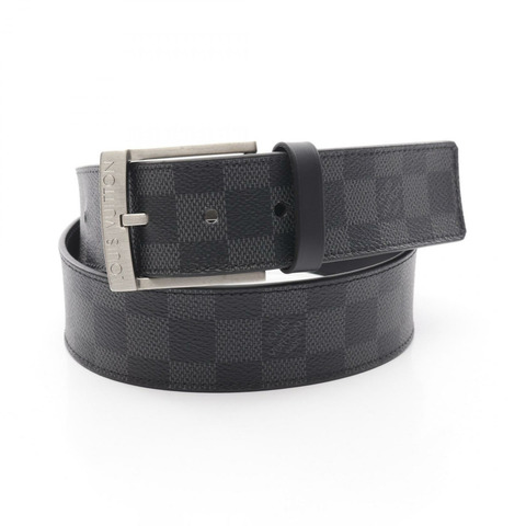 LOUIS VUITTON Ceinture Downtown 腰帶 M0374 Damier graphite 黑色 二手男款 LV