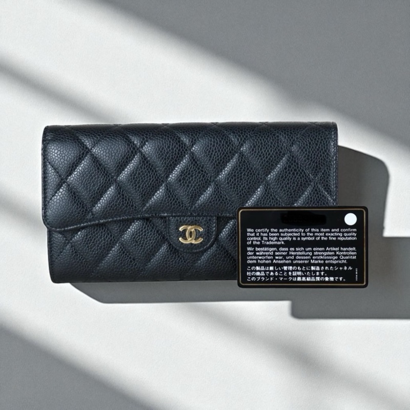Chanel 經典CF荔枝皮長夾-0