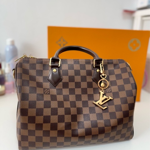 LV Speedy 30 經典棕色棋盤格旅行購物包
