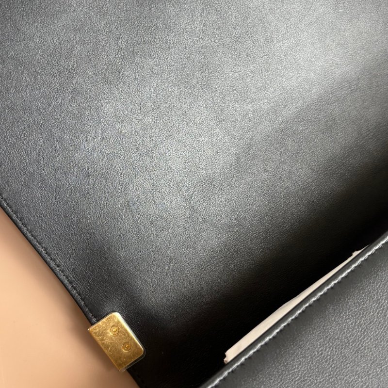 ::CHANEL:: 經典BOY 25黑菱格羊皮霧金斜背鏈包 肩背包-23