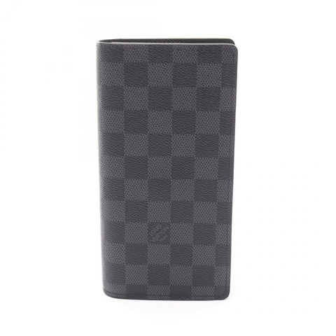 路易威登 Portefeuille Brazza 皮夾 N62665 Damier 石墨黑二手男式