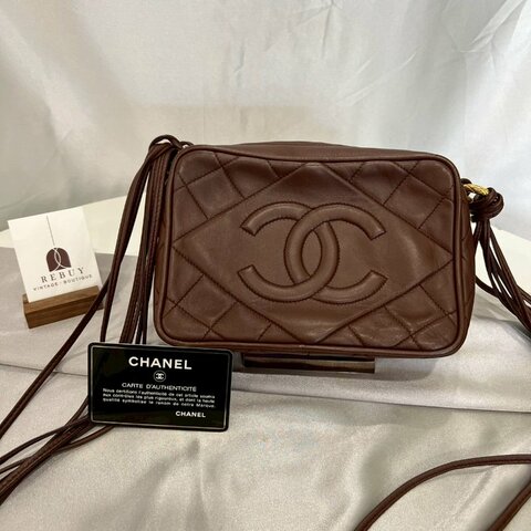 CHANEL 1開 酒紅VINTAGE流蘇相機包