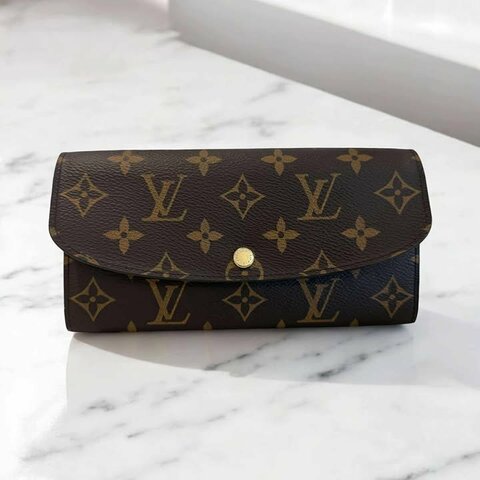 LV Emilie系列Monogram釦式長夾/芭蕾粉/晶片款