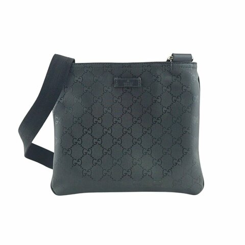 Gucci 201538 黑色 PVC斜背包 肩背包(附entrupy正品證)