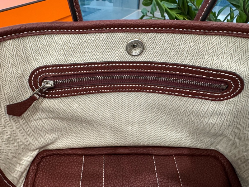 HERMES mini garden party 愛馬仕紅銀扣全皮 stamp k-4