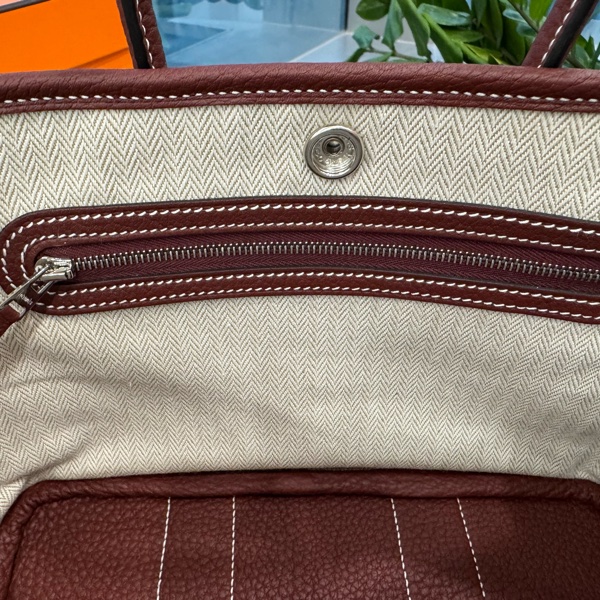 HERMES mini garden party 愛馬仕紅銀扣全皮 stamp k-9