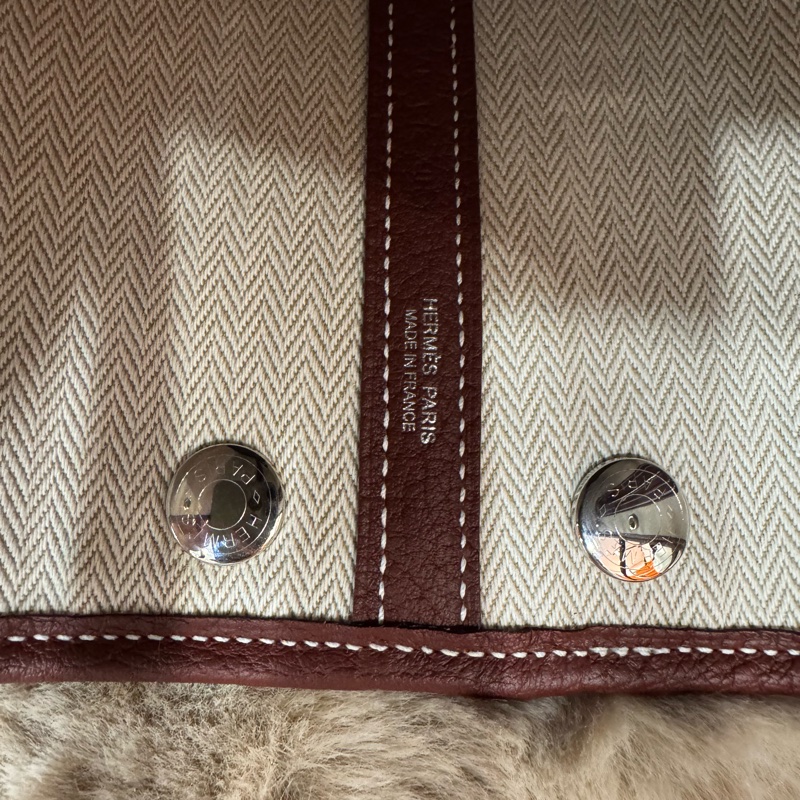 HERMES mini garden party 愛馬仕紅銀扣全皮 stamp k-10