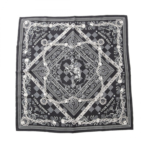 LOUIS VUITTON Carre55 Monogram Tie Up 真絲圍巾 M90696 真絲 黑色 灰色