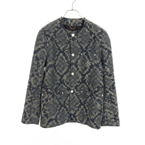 路易威登 Damier 牛仔外套 RM251M 棉質海軍藍米米色二手男款 #46