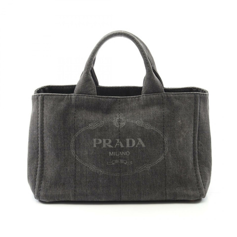 PRADA Canapa 手提包 手提包 牛仔布 灰色 二手