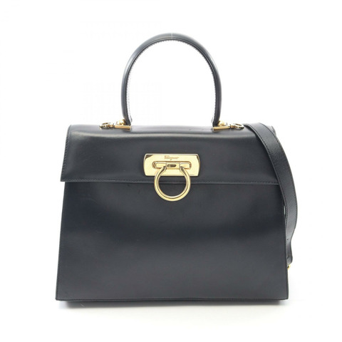 Salvatore Ferragamo Gancini 2Way 肩背包 手提包 21 2181 皮革 黑色 二手
