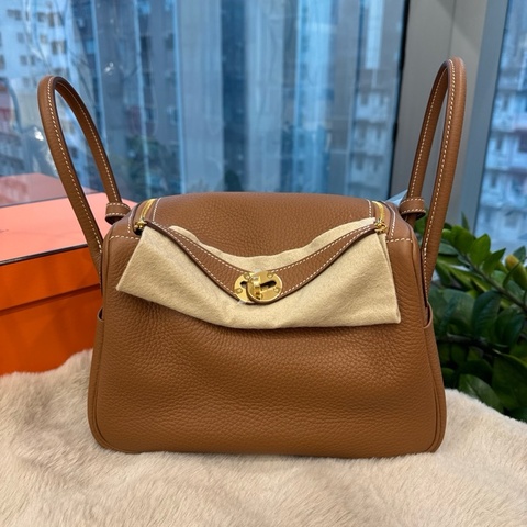 HERMES lindy26 金棕金扣 tc皮膚 stamp k