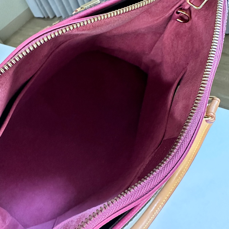 LV老花pallas拼紫紅色傳奇 大號 手提-5