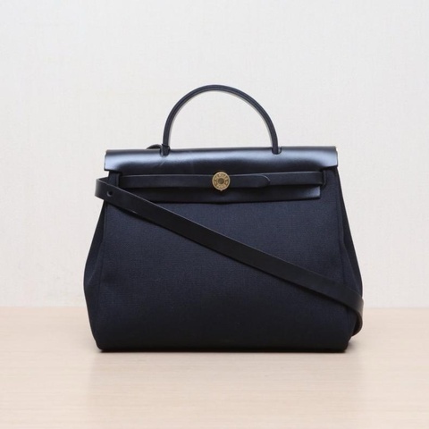 HERMES(愛馬仕) Herbag 31 89黑色 帆布/Hunter 牛皮 U刻 金扣