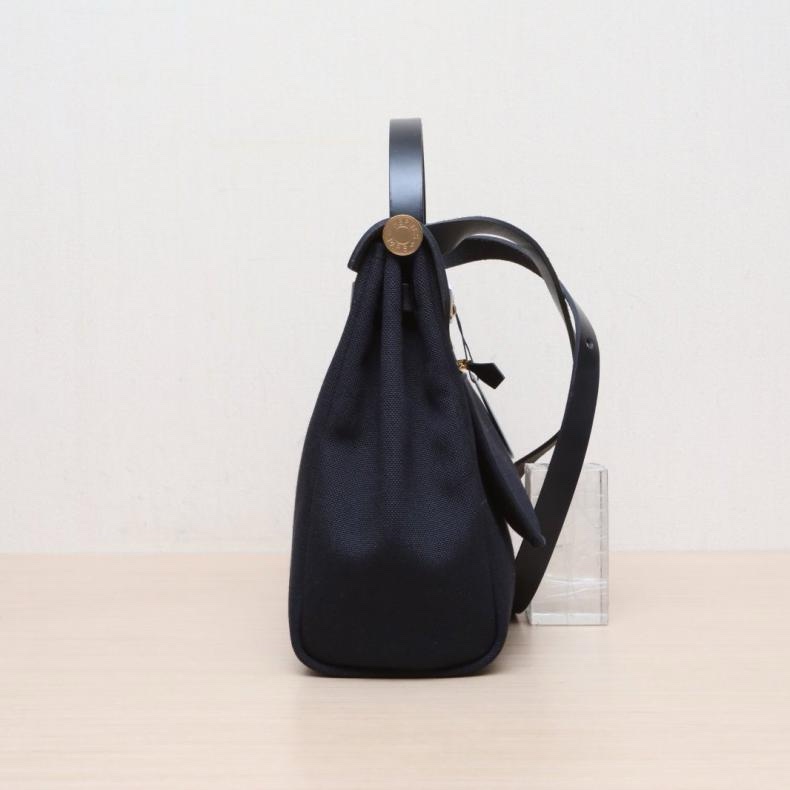 HERMES(愛馬仕) Herbag 31 89黑色 帆布/Hunter 牛皮 U刻 金扣-1