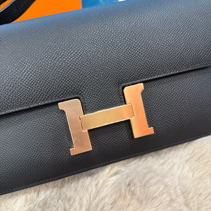 HERMES constance elan 黑玫瑰金扣 epsom stamp k-4